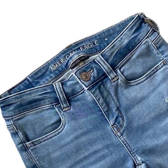 American Eagle Outfitters Next Level Stretch Distressed Jegging Jeans Size 0 - Picture 2 of 5